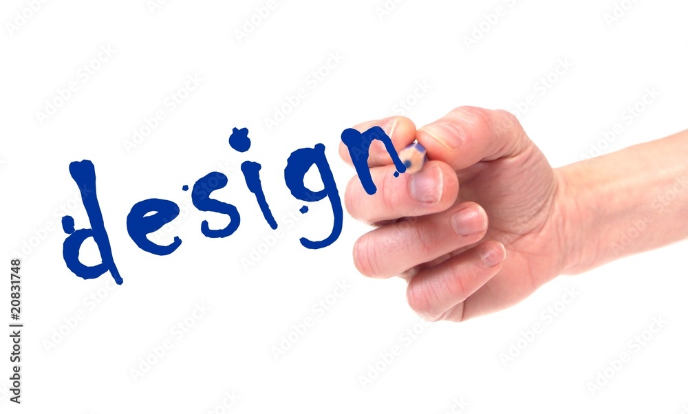 Isolated hand writing the word design Isolated hand writing the word design