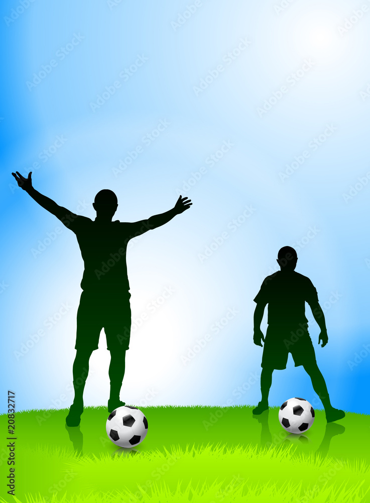 Soccer Players on Green Field Background Soccer Players on Green Field Background