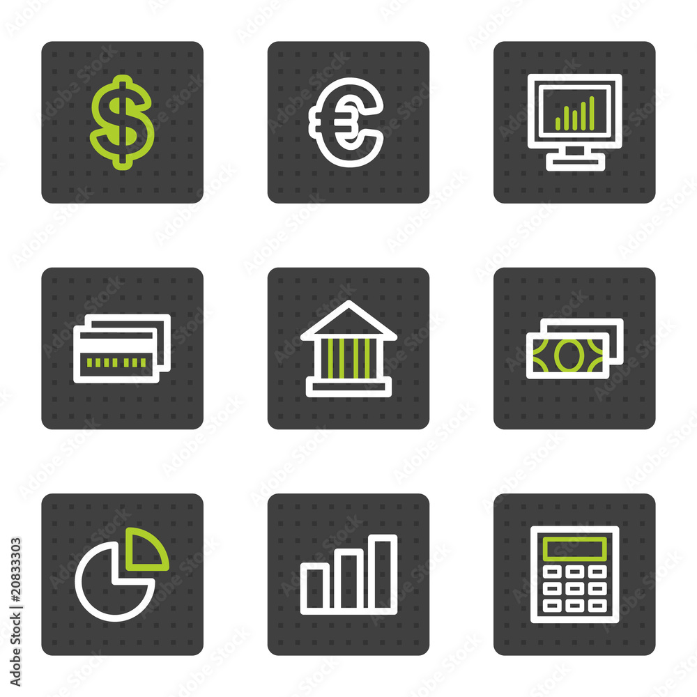 Finance web icons set 1, grey square buttons series Finance web icons set 1, grey square buttons series