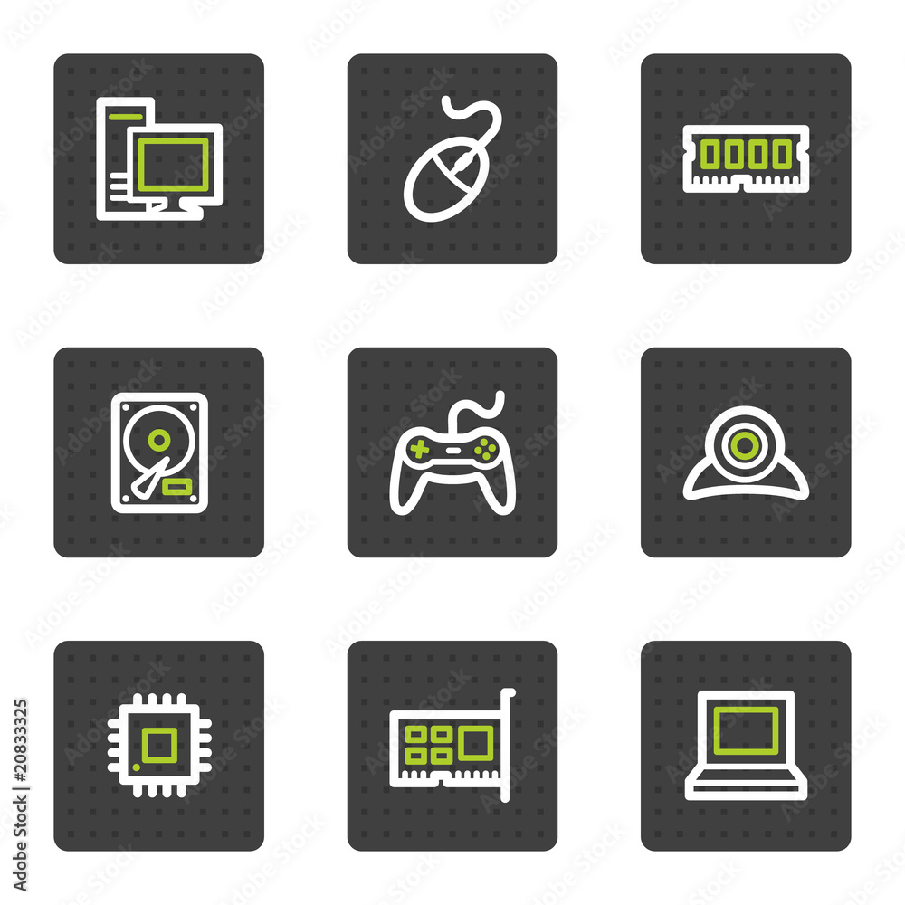 Computer web icons, grey square buttons series