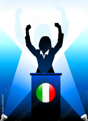 Italy Leader Giving Speech on Stage