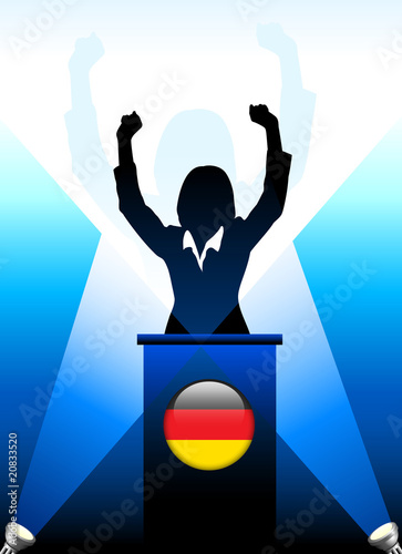 Germany Leader Giving Speech on Stage