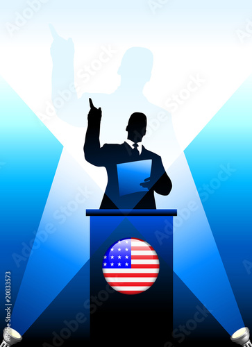 United States Leader Giving Speech on Stage