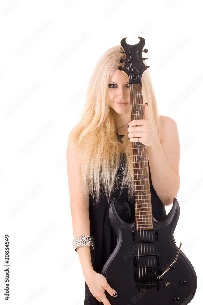 beautiful blonde with a guitar