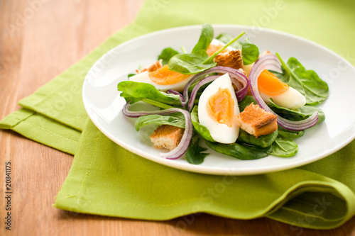 salad with spinach and egg
