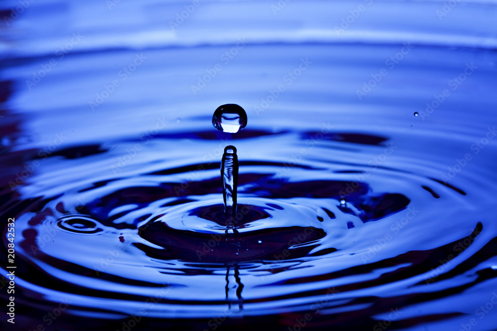 Colorful blue water drop and splash Colorful blue water drop and splash