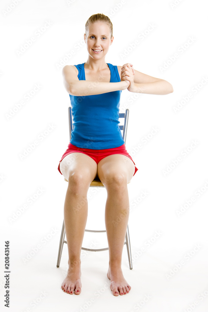 exercising woman sitting on chair exercising woman sitting on chair