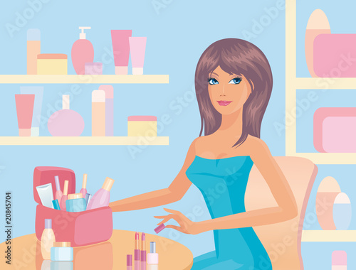 Girl with cosmetics