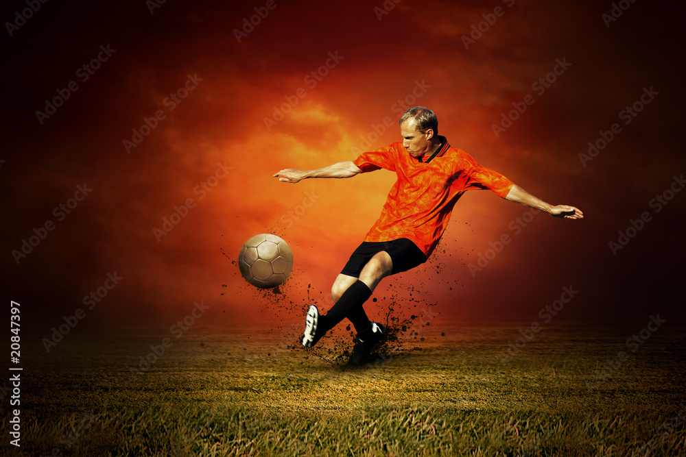 Football player on the outdoors field Football player on the outdoors field