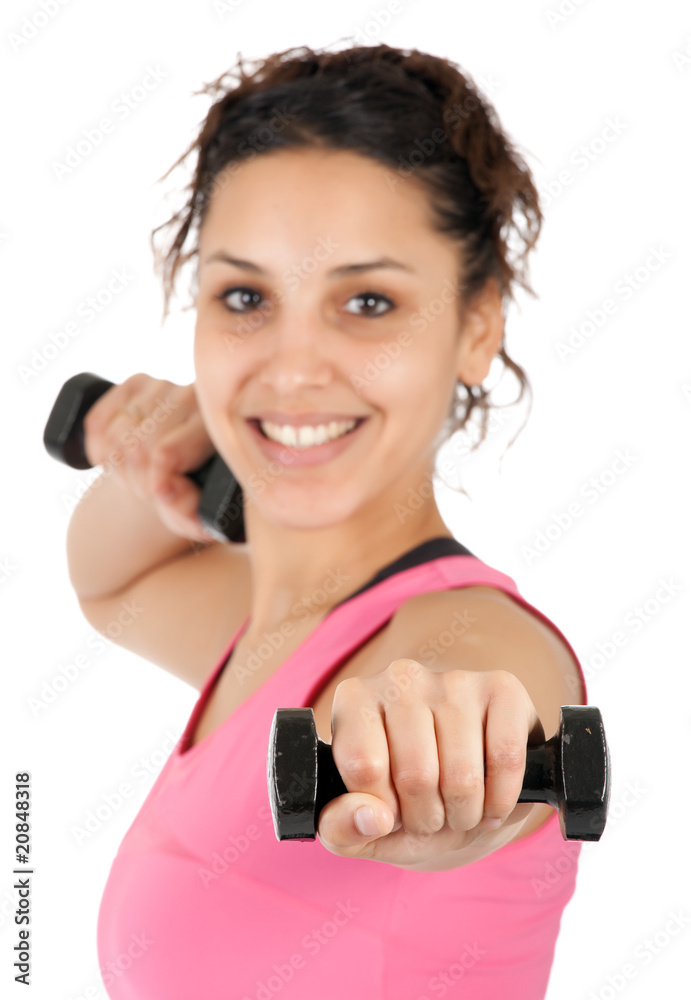 woman exercising, focus on first hand woman exercising, focus on first hand