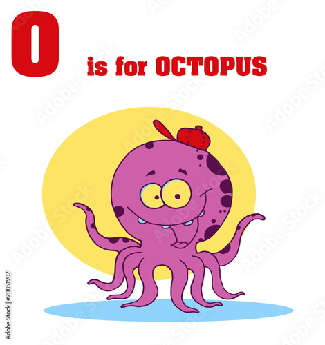 Funny Cartoons Alphabet with Text-O