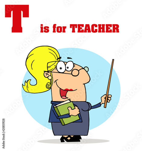 Funny Cartoons Alphabet with Text-T
