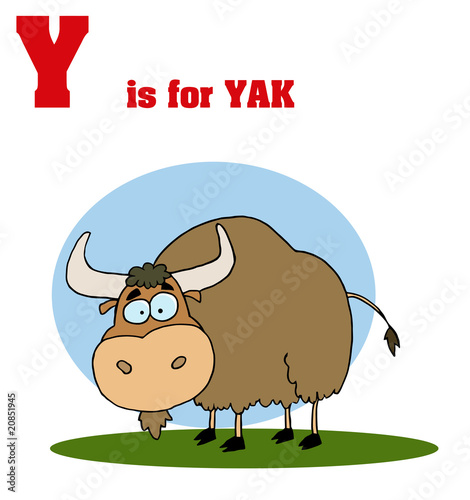 Funny Cartoons Alphabet with Text-Y