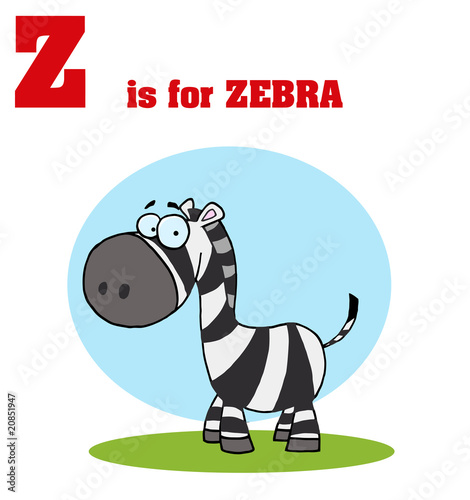 Funny Cartoons Alphabet with Text-Z
