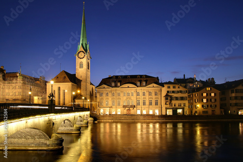 Zurich at twilight, Switzerland photo