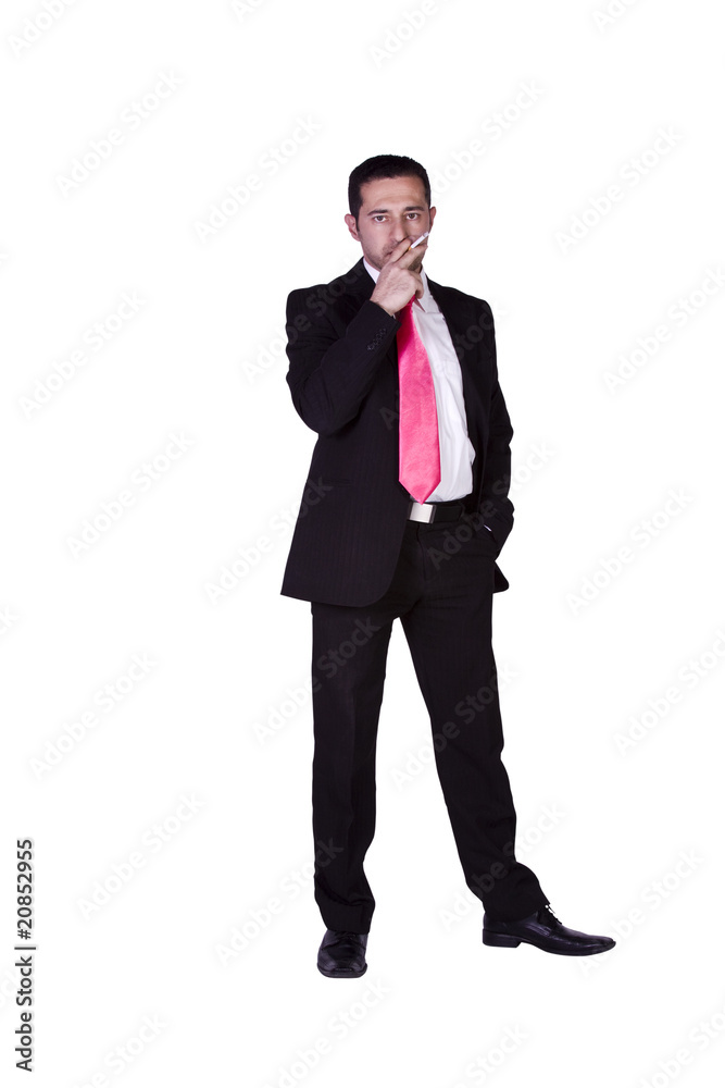Businessman in a Suit Smoking