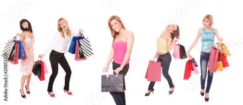 Group of shopping girls