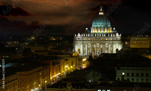 Roma, Vatican, the famous church in stormy night