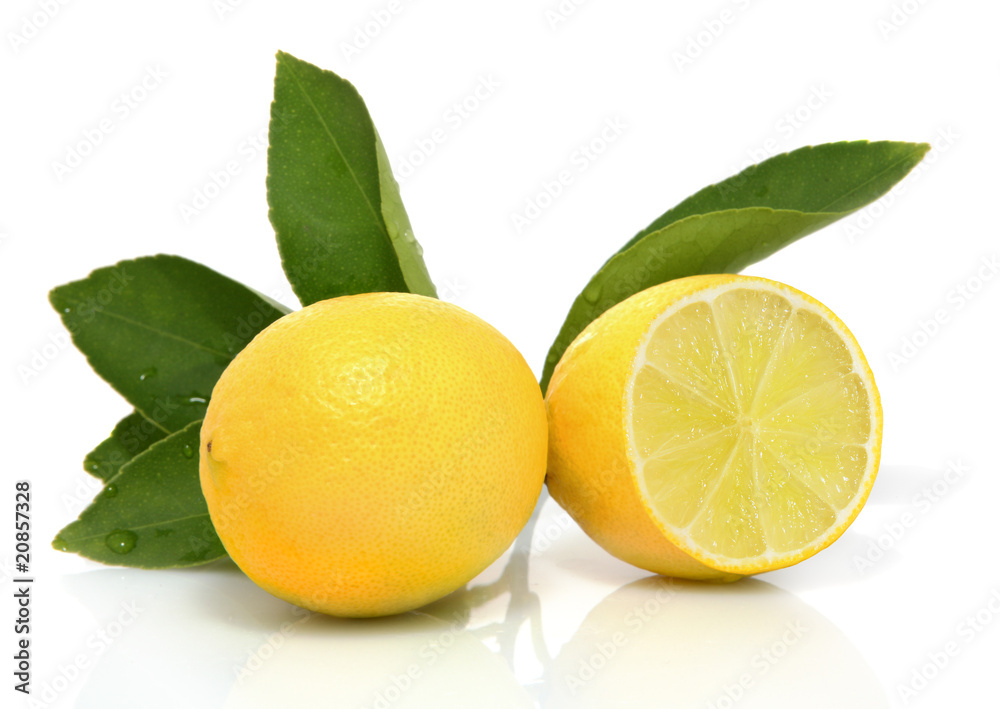 Naklejka Lemons on white background