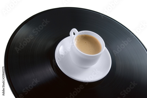 Coffeecup on vinyl record