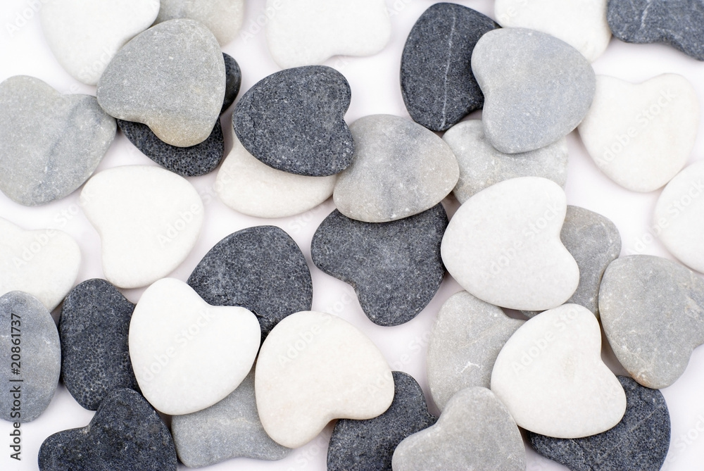 fond composé de galets en forme de coeur