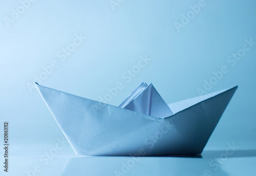 Blue paper ship