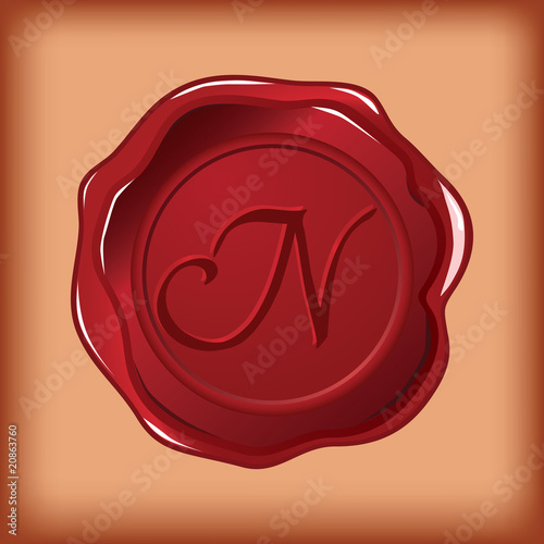 wax sealed monogram N vector