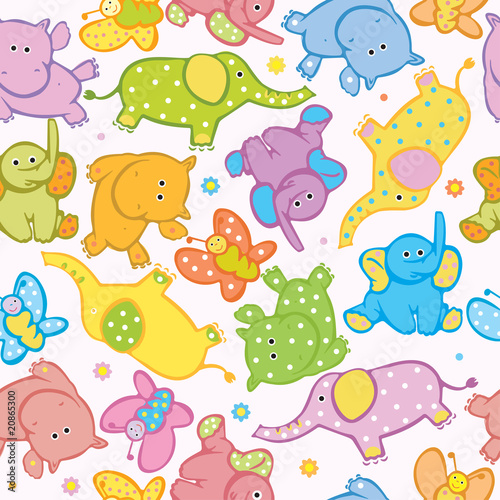 Seamless vector of cute animals