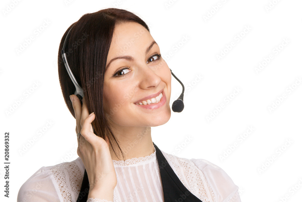 Young beautiful call center operator Young beautiful call center operator