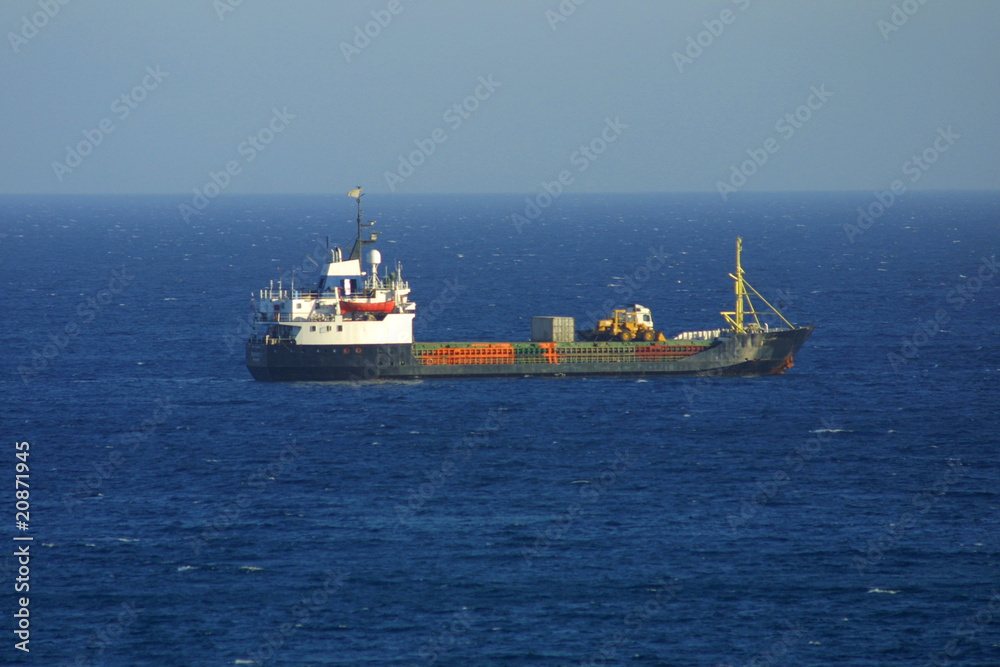 Cargo ship in Mediterranean sea near Cyprus Cargo ship in Mediterranean sea near Cyprus