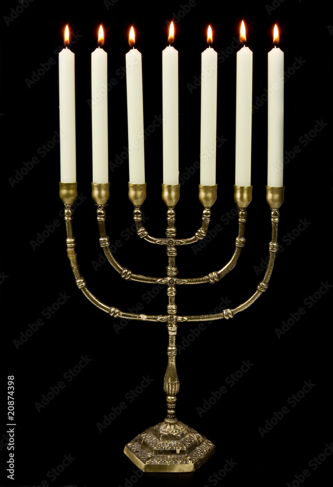 Gold menorah candles