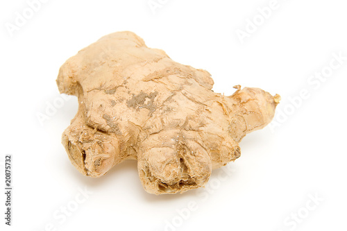 Fresh ginger over white background