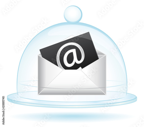 Mail under a glass bell. Computer protection concept icon.