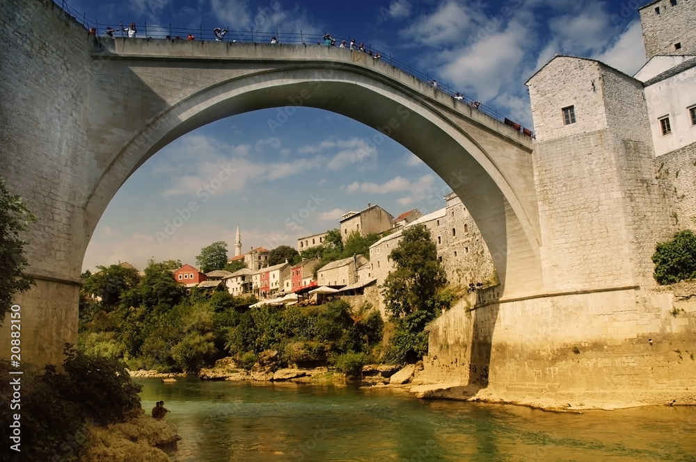 Mostar with the famous bridge, Bosnia and Herczegovina