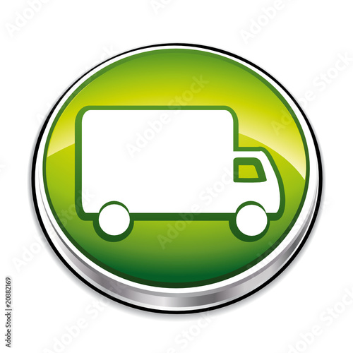 Green delivery truck icon.