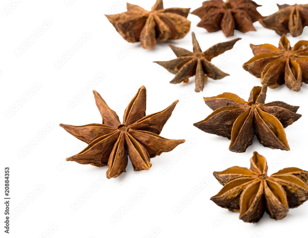 Star anise on a white background Star anise on a white background