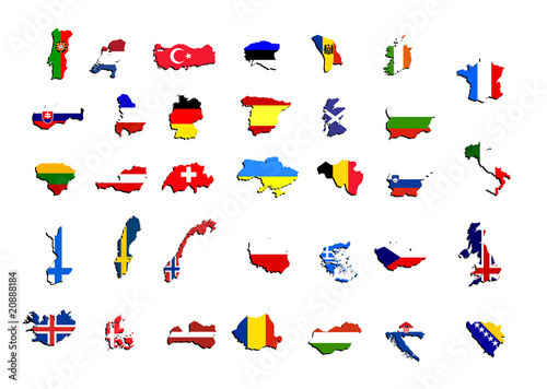 maps and flags of europe countries vector