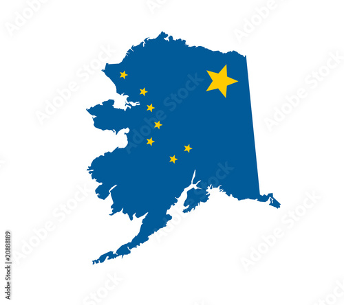 alaska map and flag vector