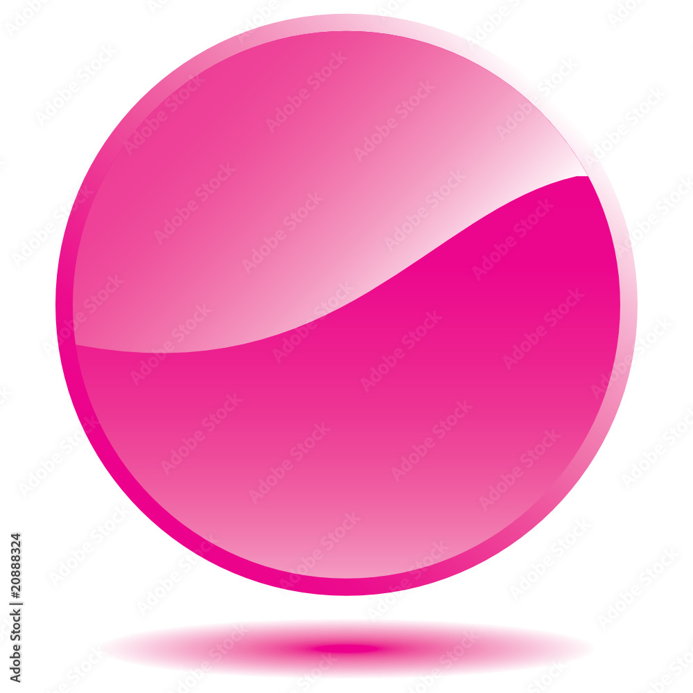Pink glossy round sticker with shadow. Vector design element. Pink glossy round sticker with shadow. Vector design element.