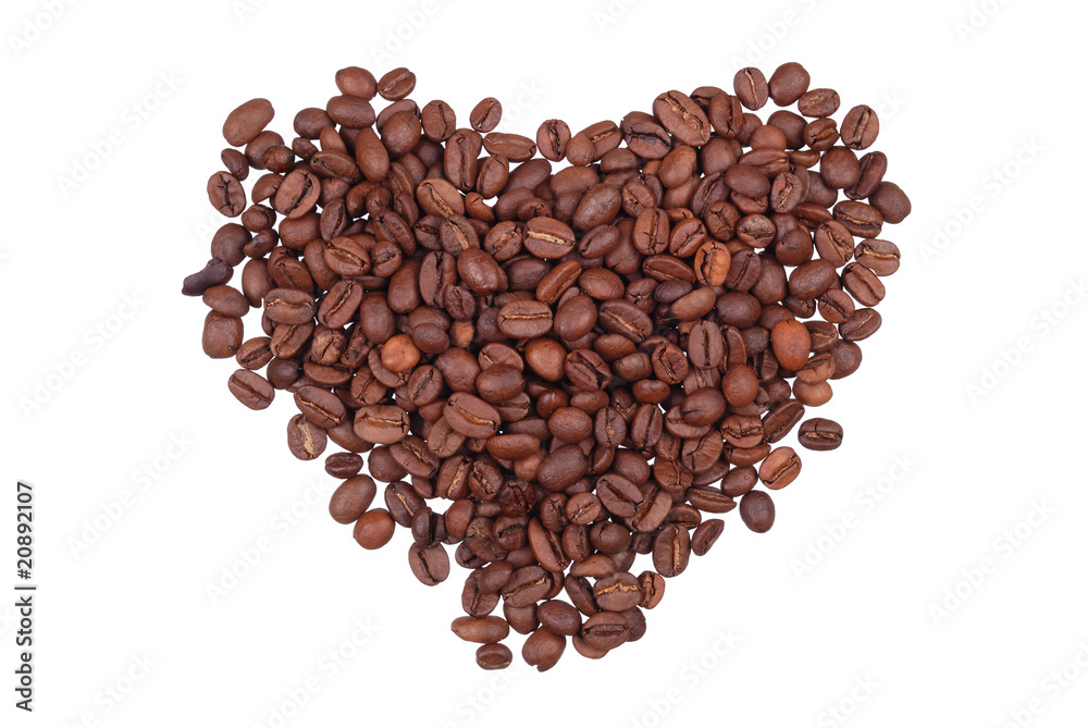 Grains of coffee in the form of heart Grains of coffee in the form of heart