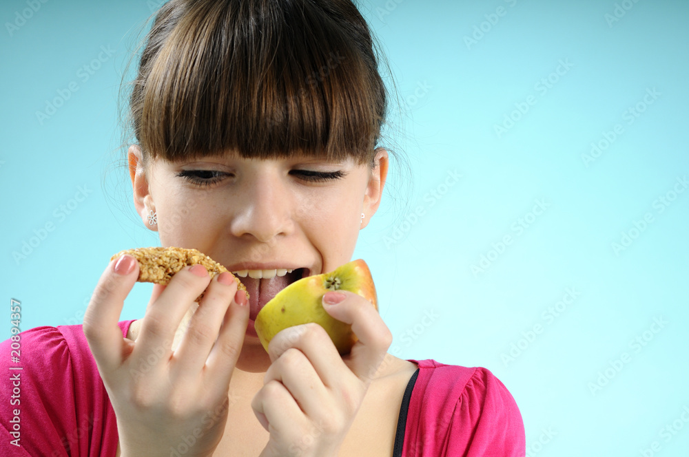 hungry girl eating healthy food hungry girl eating healthy food