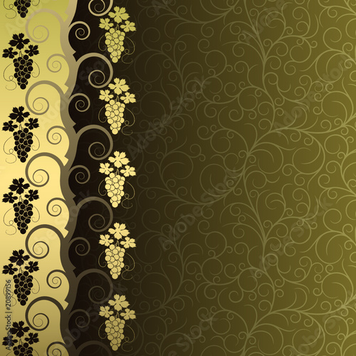 Wallpaper Mural Green background with  frame from gold vine Torontodigital.ca