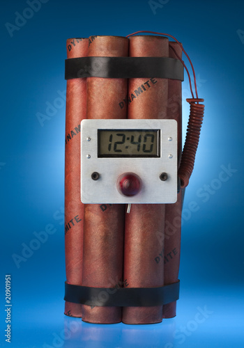 Obraz na płótnie Dynamite Bomb with a Blue Background