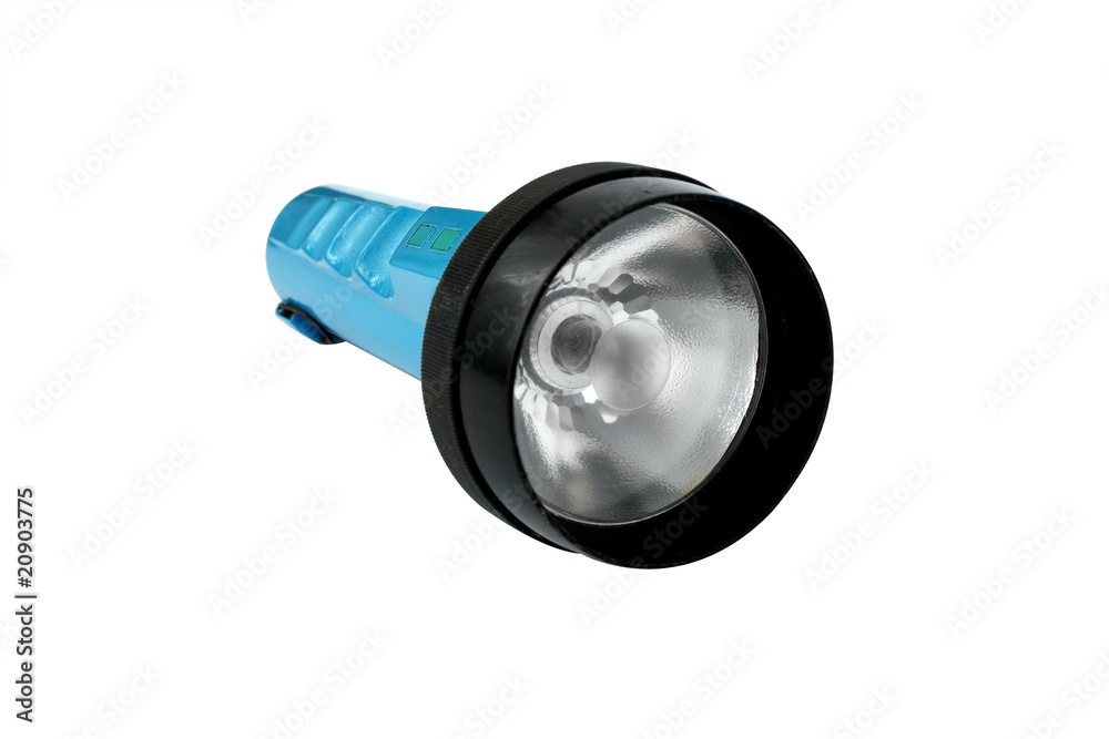 old blue flashlight