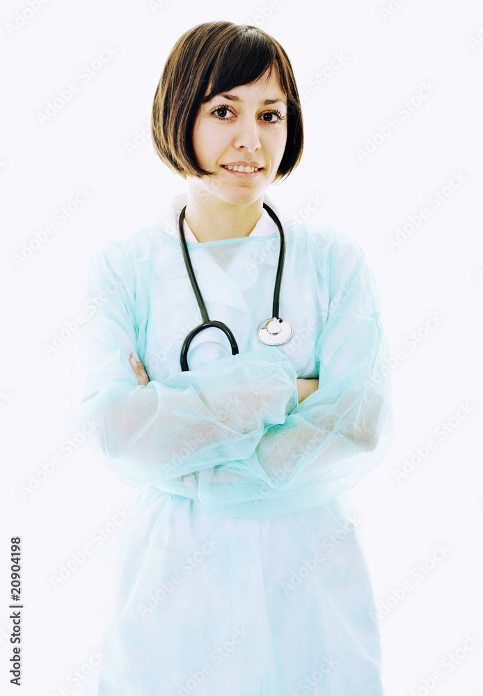 happy doctor woman with stethoscope isolated on white happy doctor woman with stethoscope isolated on white