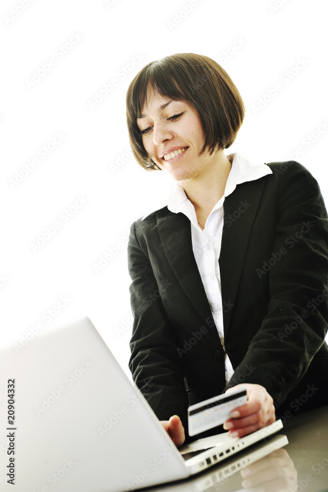 business woman making online money transaction business woman making online money transaction