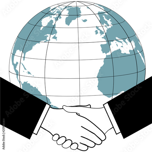 Global business trade nations agreement handshake icon