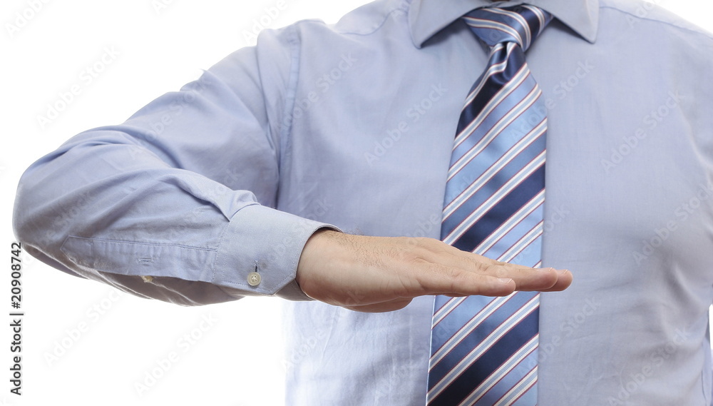 businessman giving the hand sign that shows a constant level businessman giving the hand sign that shows a constant level