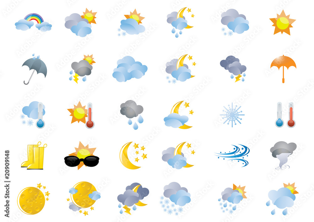 Collection of different weather icons, vector illustration