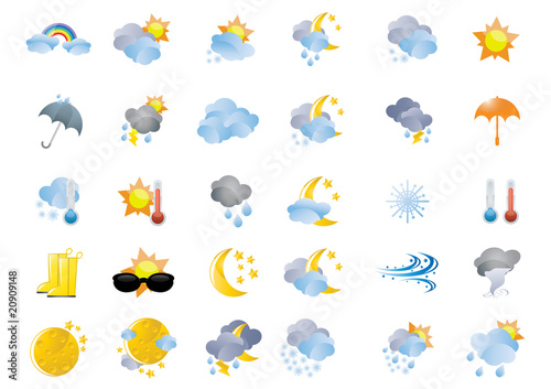 Collection of different weather icons, vector illustration